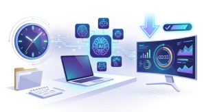 Infographic showing how AI tools save time and improve learning productivity compared to manual methods